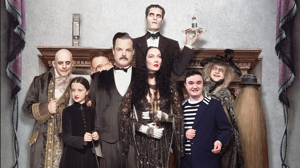 AI generated holiday card based on the Addams Family