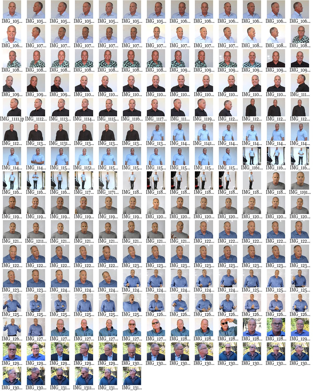 Contact sheet of training images for Stable Diffusion generative AI.