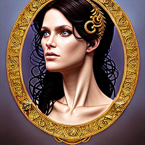 Ai generated image of realsabin as goddess circe