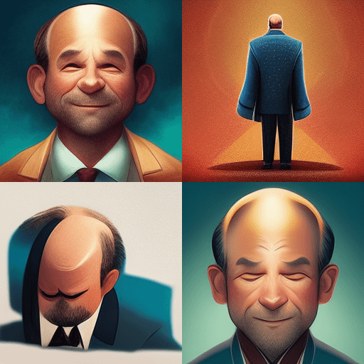 AI image generator picture of balding man disney style