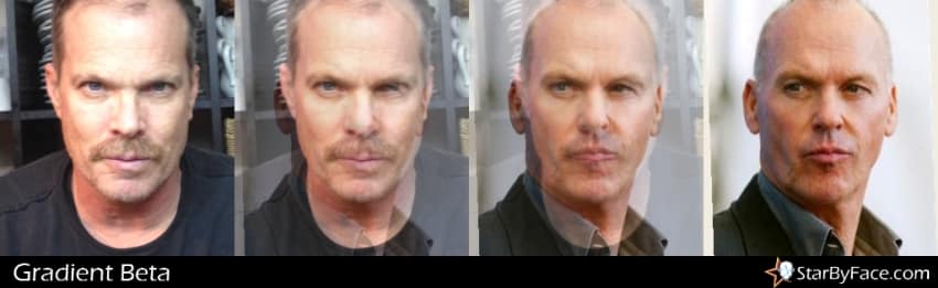 AI image morphing from selfie to picture of Michael Keaton